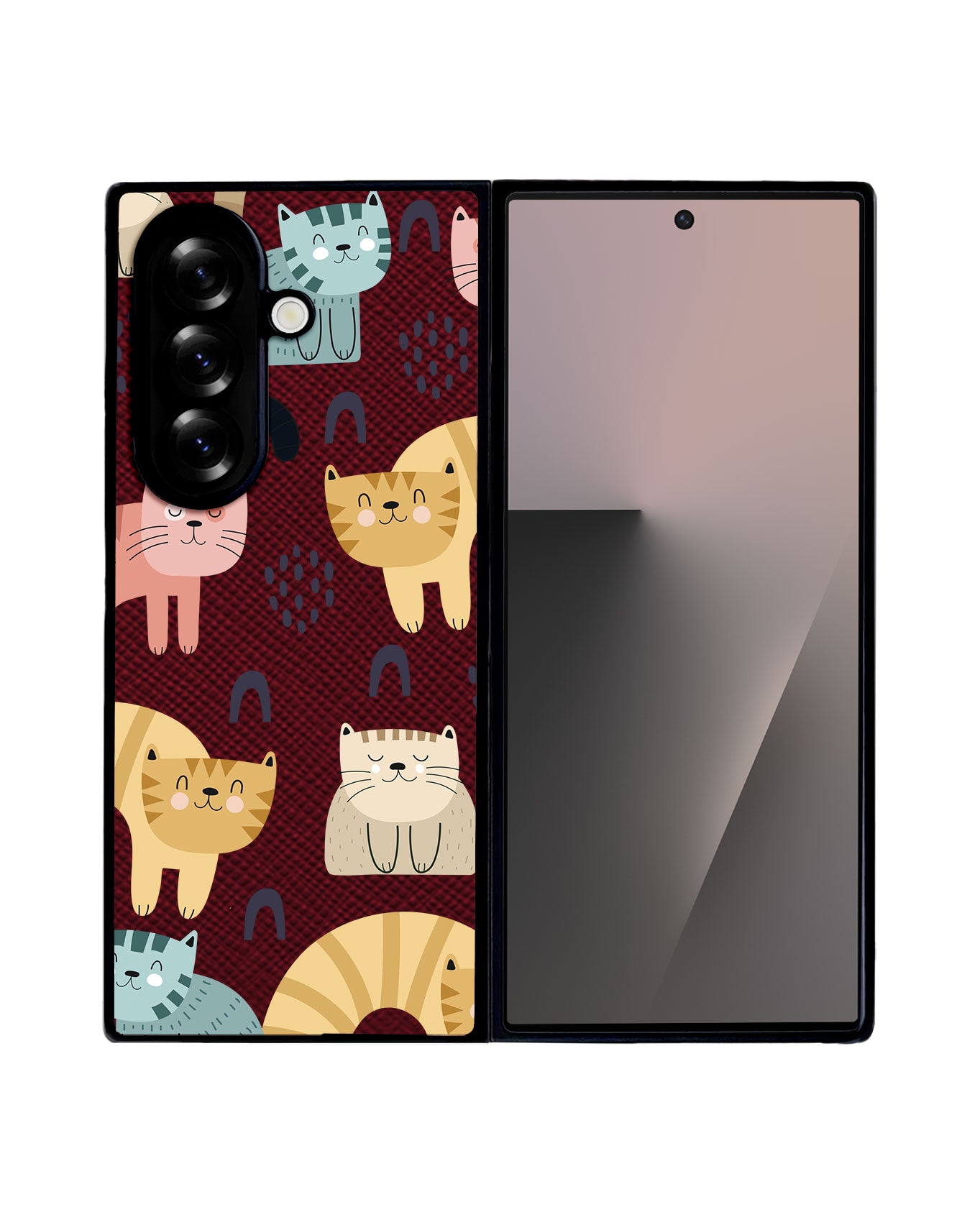 Android Flip / Fold Leather Grip - Rainbow Meow