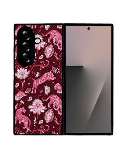 Android Flip / Fold Leather Grip - Tiger & Floral 7.0