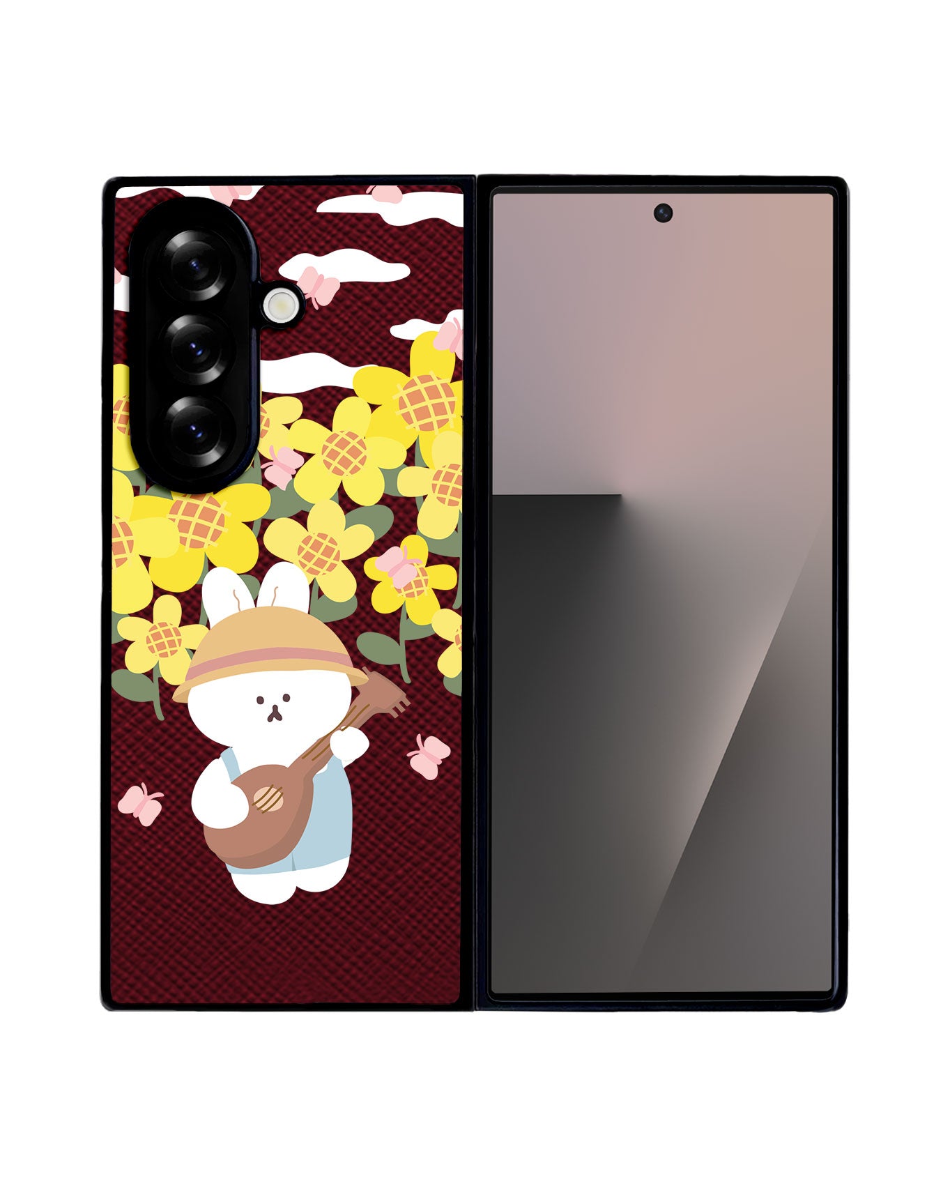 Android Flip / Fold Leather Grip - Bunny Ukulele