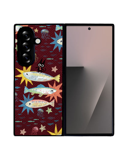 Android Flip / Fold Leather Grip - The Fish Surfer