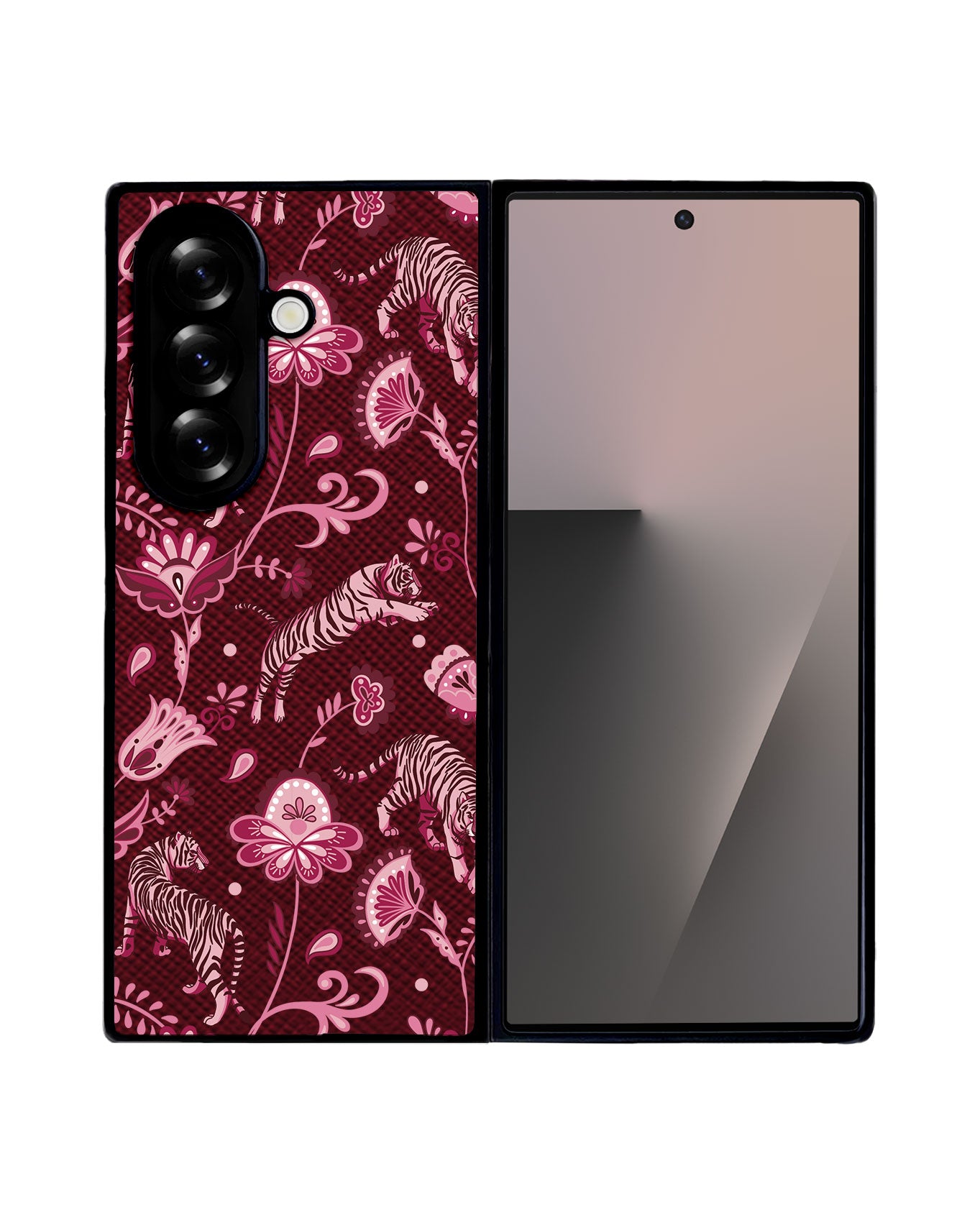 Android Flip / Fold Leather Grip - Tiger & Floral 2.0