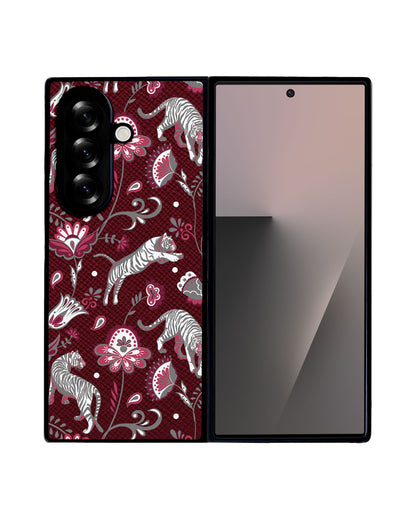Android Flip / Fold Leather Grip - Tiger & Floral 6.0