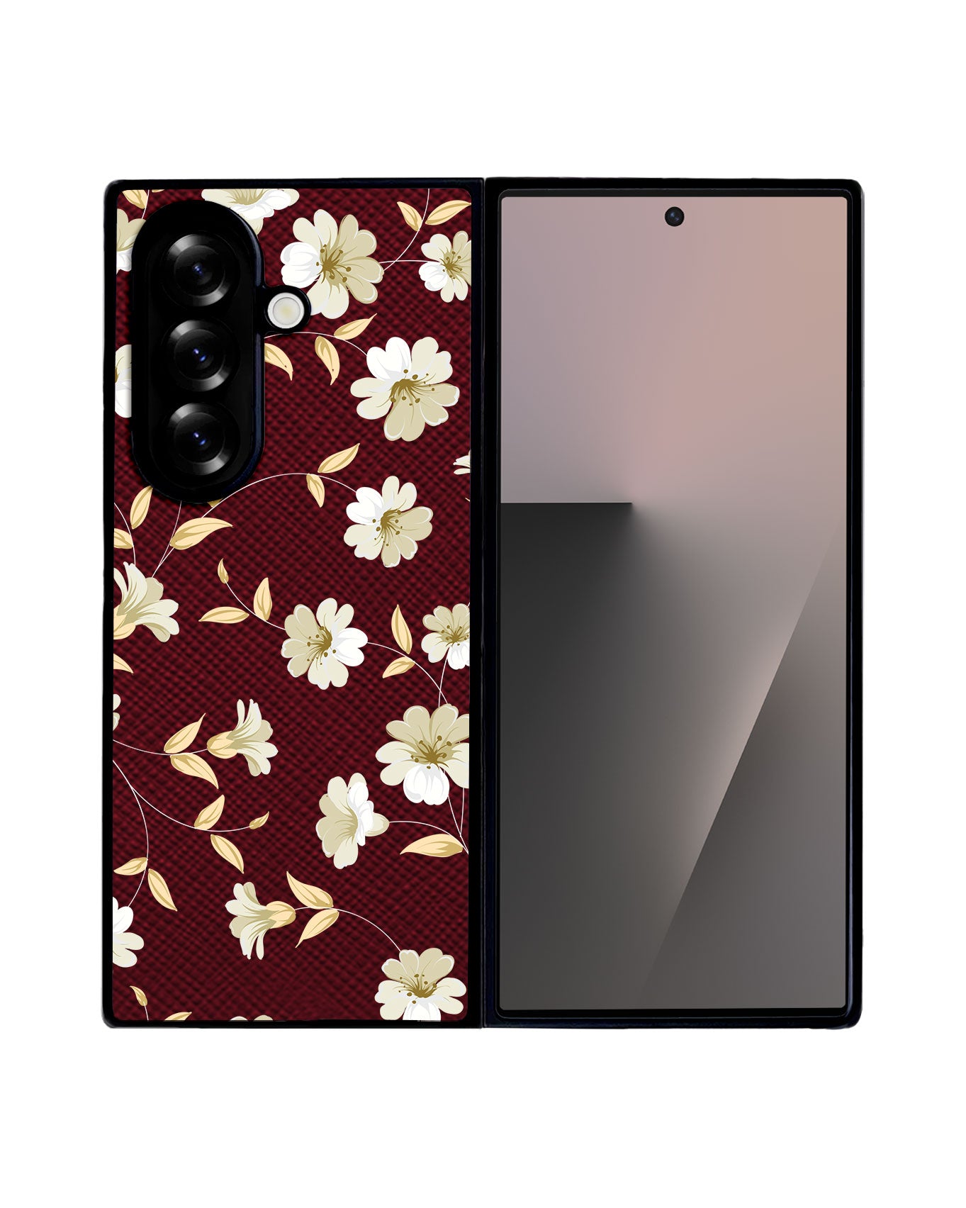 Android Flip / Fold Leather Grip - White Magnolia