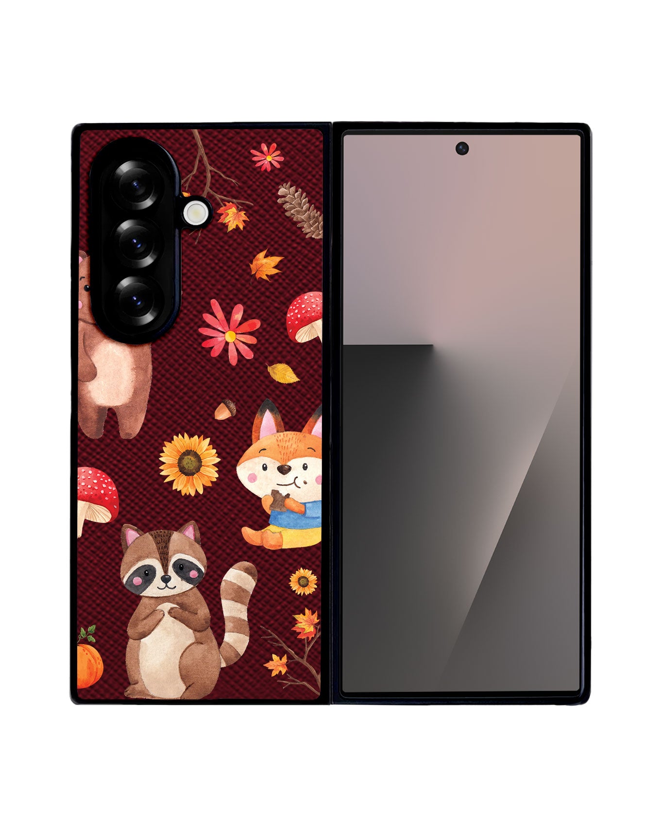Android Flip / Fold Leather Grip - Autumn Animals