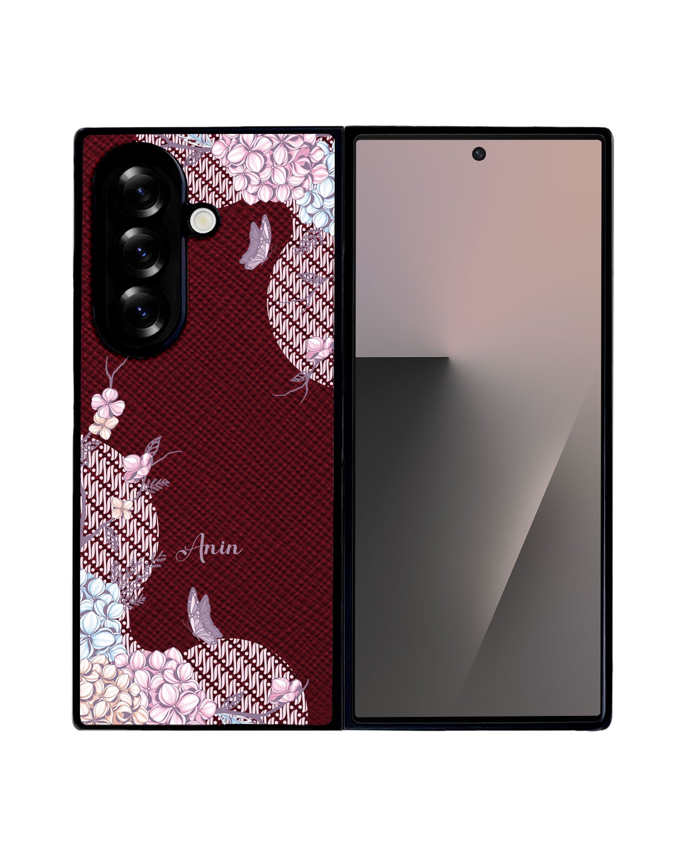 Android Flip / Fold Leather Grip - Batik Floral