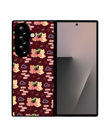 Android Flip / Fold Leather Grip - Cherry Bear