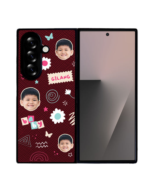 Android Flip / Fold Leather Grip - Face Grid Abstract