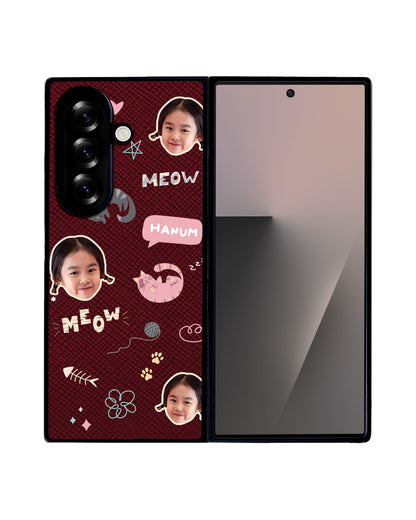 Android Flip / Fold Leather Grip - Face Grid Kitty