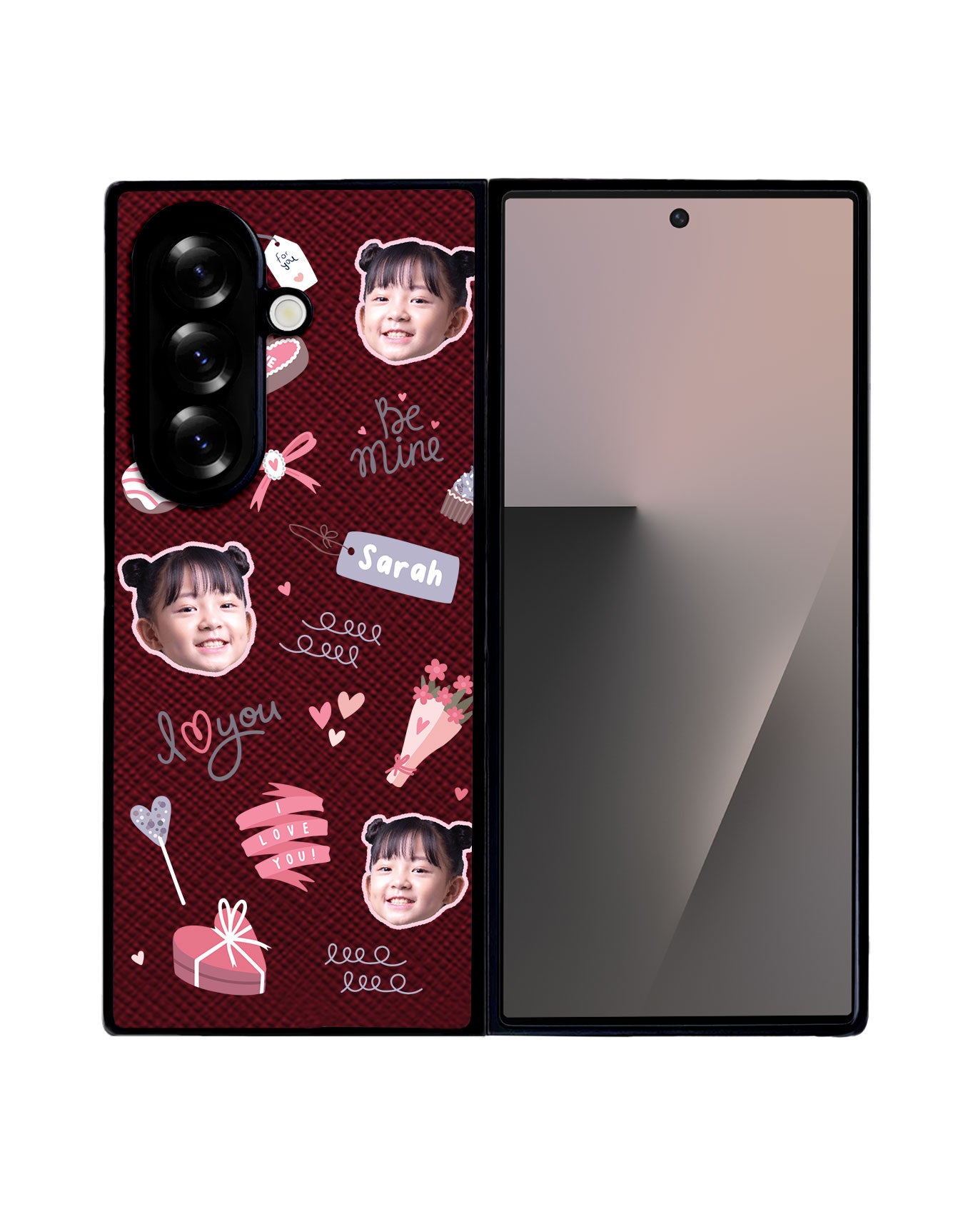 Android Flip / Fold Leather Grip - Face Grid Lovely