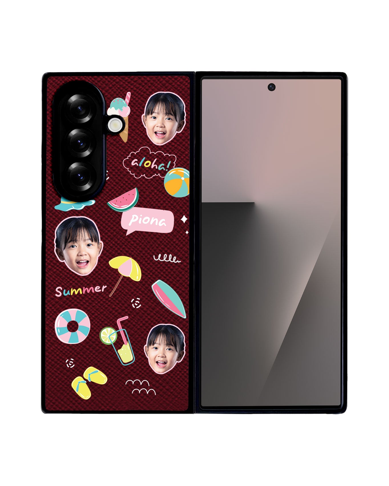 Android Flip / Fold Leather Grip - Face Grid Summer