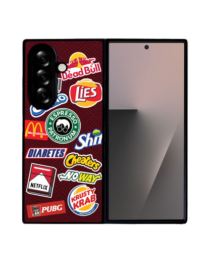 Android Flip / Fold Leather Grip - Food Parody