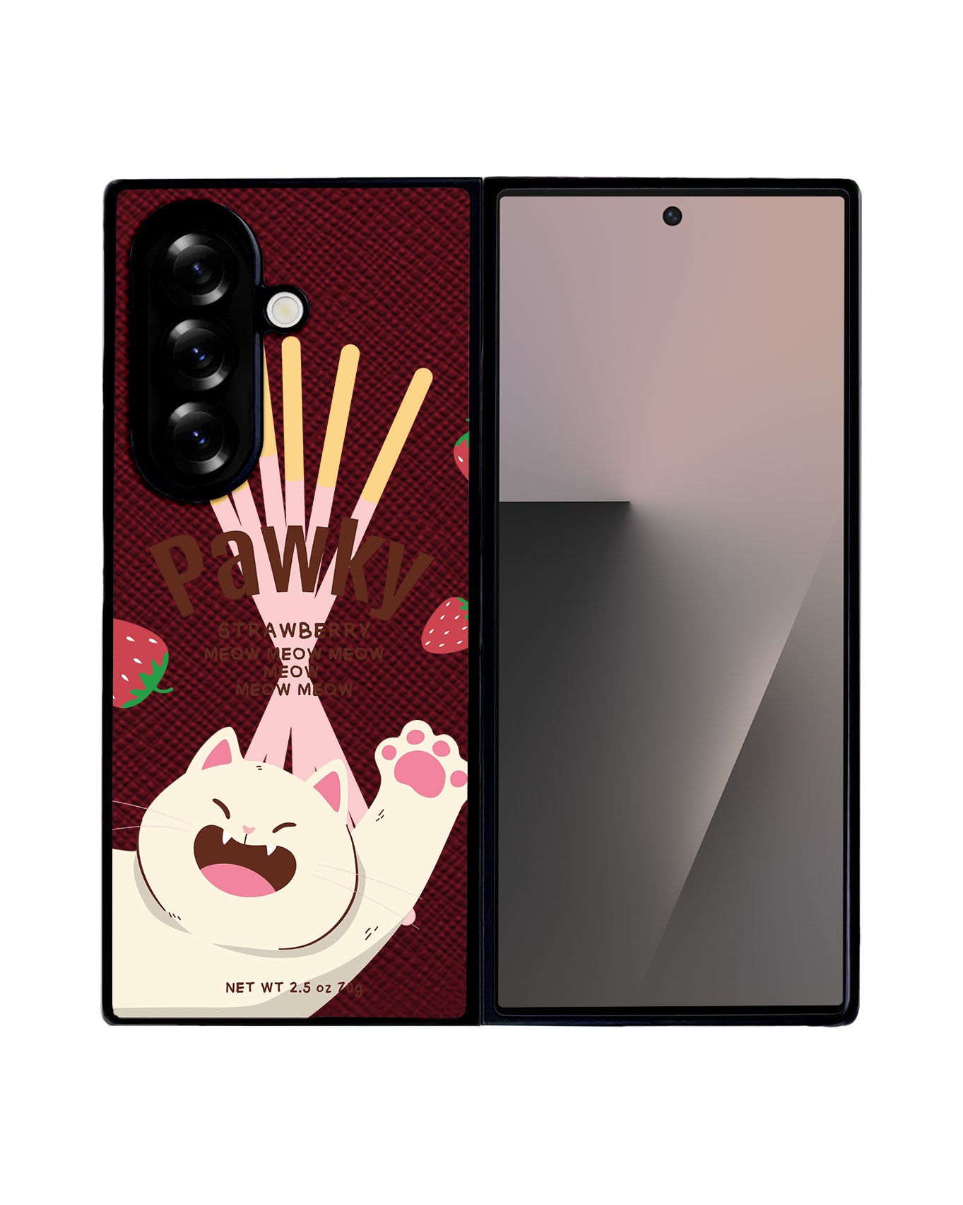 Android Flip / Fold Leather Grip - Pawky Cat