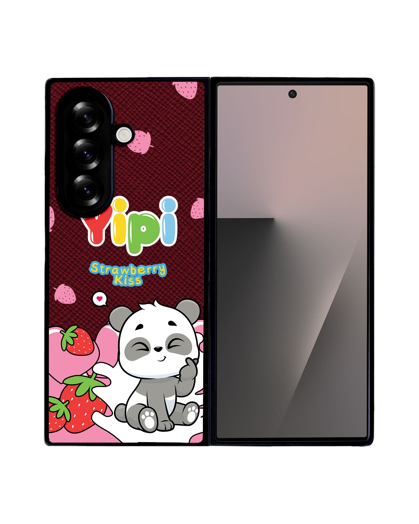 Android Flip / Fold Leather Grip - Yipi Strawberry Kiss