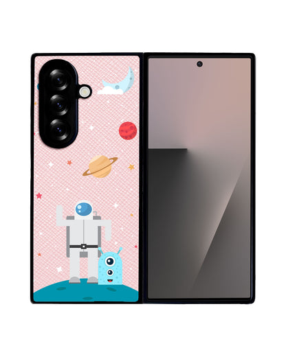 Android Flip / Fold Leather Grip - Blue Alien