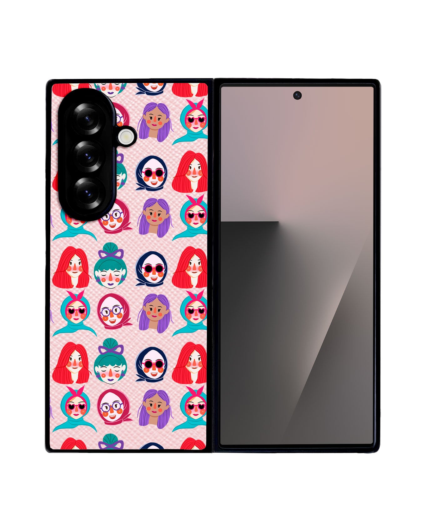 Android Flip / Fold Leather Grip - Cute Sweety Faces