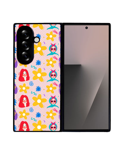 Android Flip / Fold Leather Grip - Daisy Faces