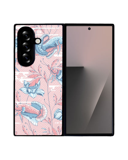 Android Flip / Fold Leather Grip - Fish & Floral 3.0