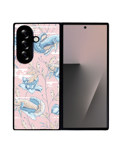 Android Flip / Fold Leather Grip - Fish & Floral 4.0