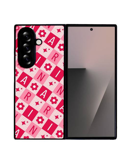 Android Flip / Fold Leather Grip - Flower Grid Monogram 1.0