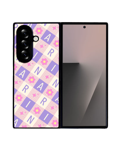 Android Flip / Fold Leather Grip - Flower Grid Monogram 3.0
