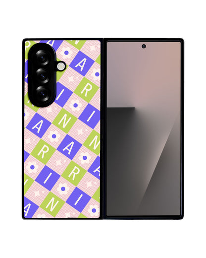 Android Flip / Fold Leather Grip - Flower Grid Monogram 5.0