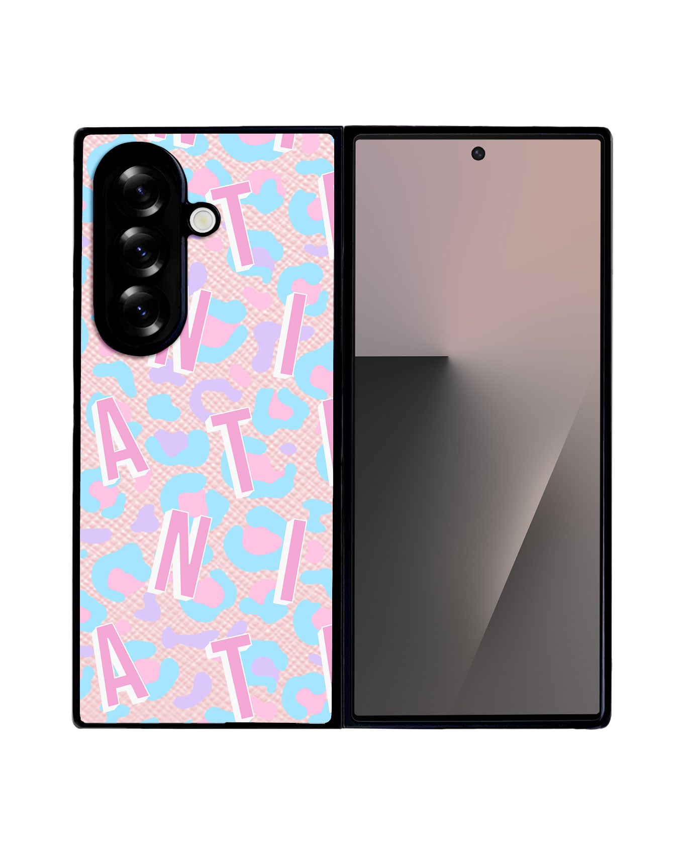 Android Flip / Fold Leather Grip - CUSTOM MONOGRAM 3.0 Leopard Monogram 6.0