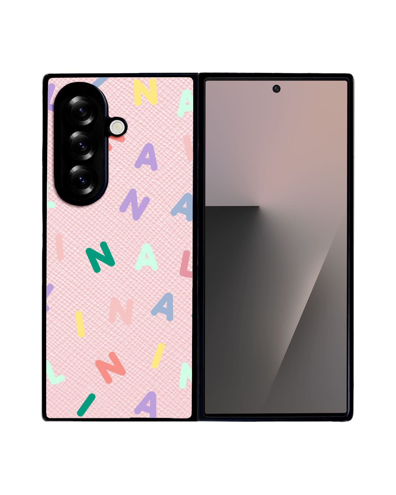 Android Flip / Fold Leather Grip - CUSTOM MONOGRAM 2.0 Rainbow