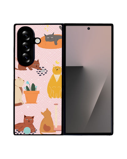 Android Flip / Fold Leather Grip - Playful Cat
