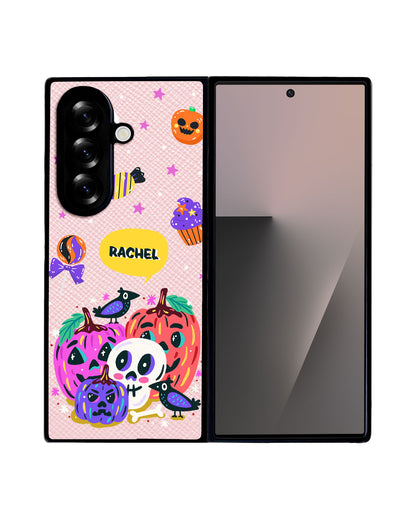 Android Flip / Fold Leather Grip - Pumpkins Monster