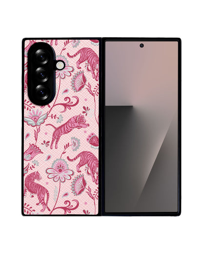 Android Flip / Fold Leather Grip - Tiger & Floral 7.0