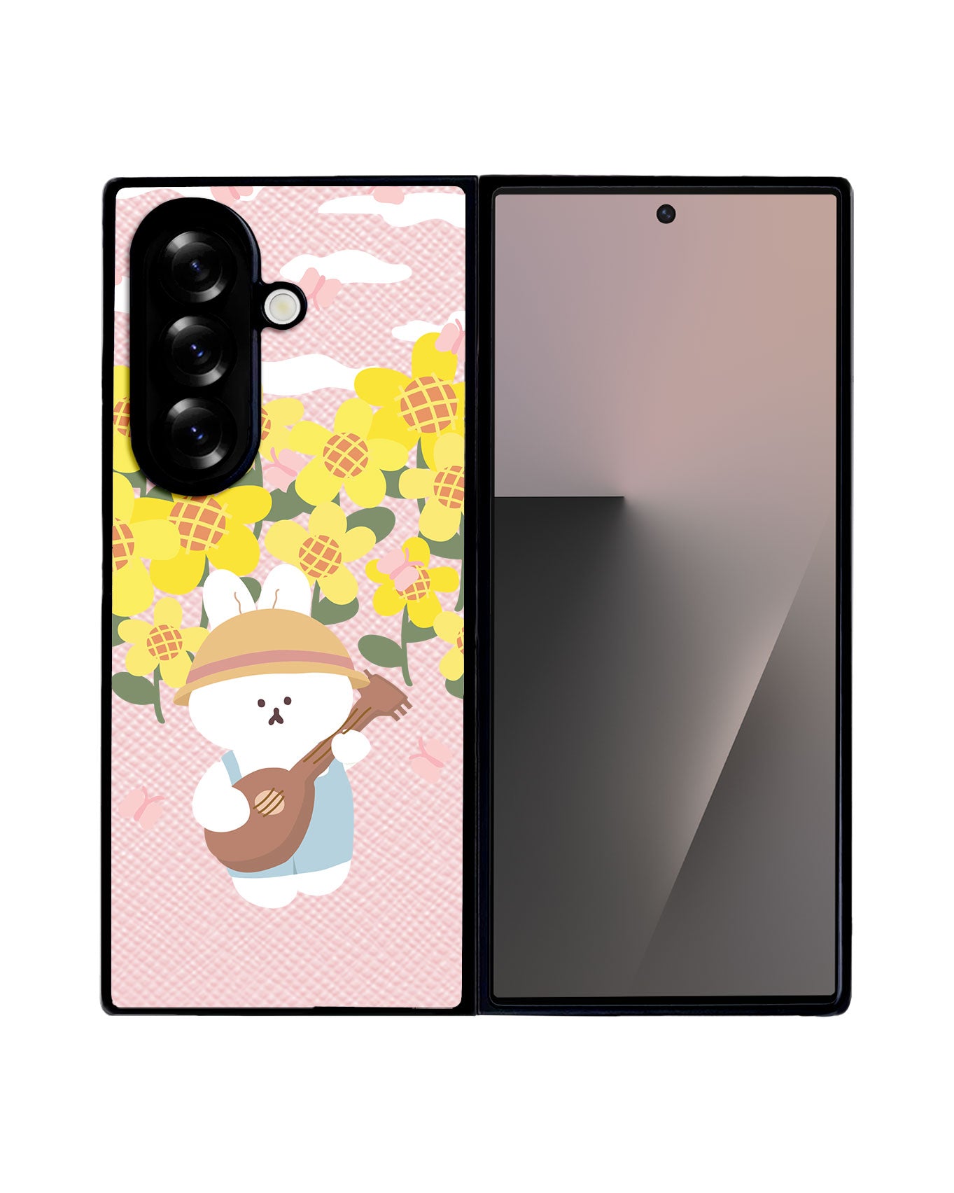 Android Flip / Fold Leather Grip - Bunny Ukulele