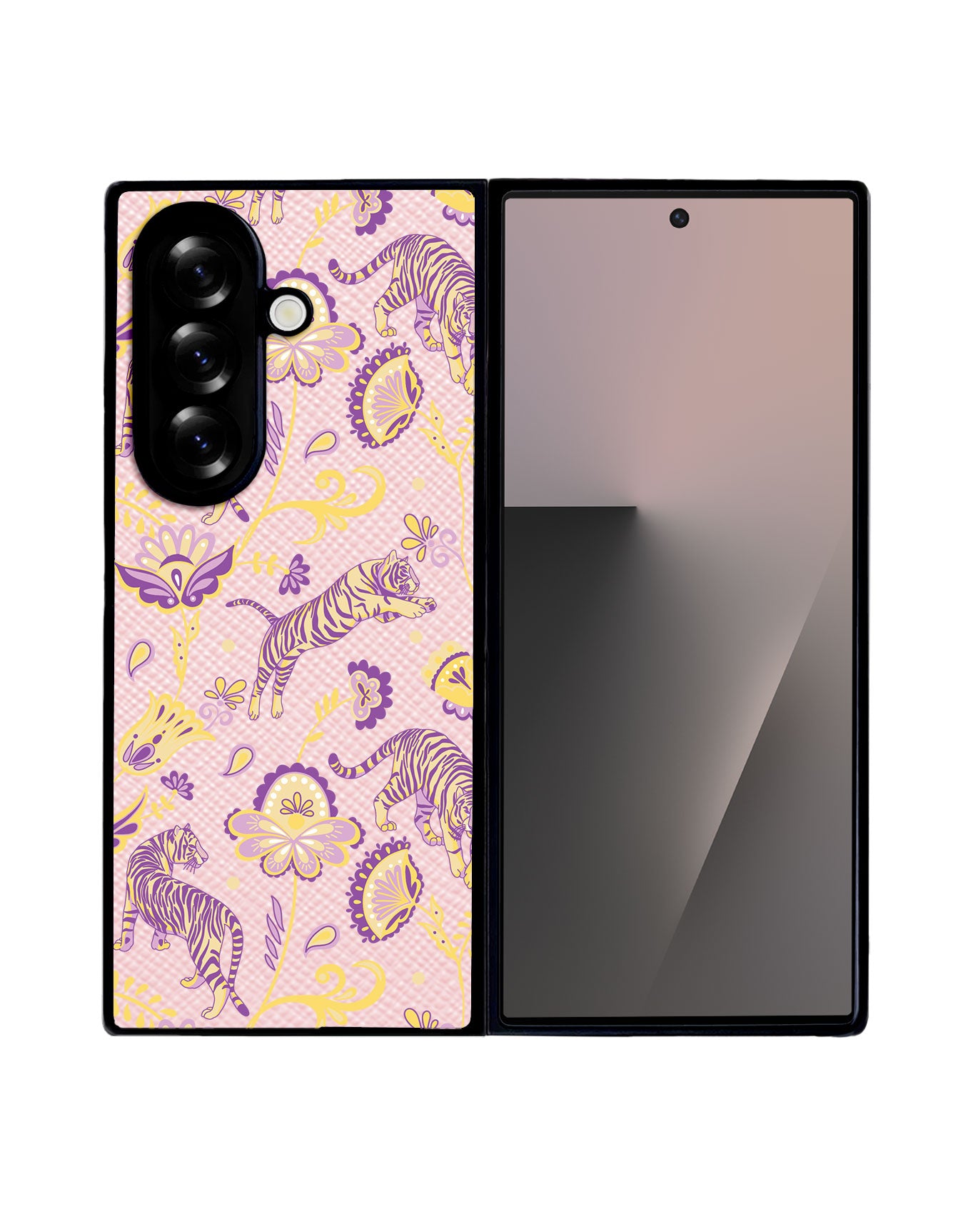 Android Flip / Fold Leather Grip - Tiger & Floral 4.0