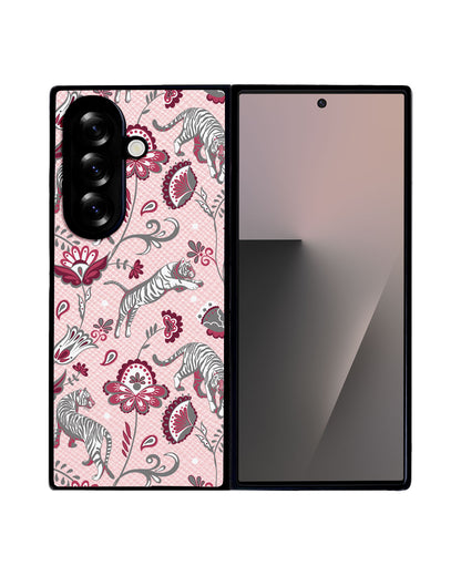 Android Flip / Fold Leather Grip - Tiger & Floral 6.0