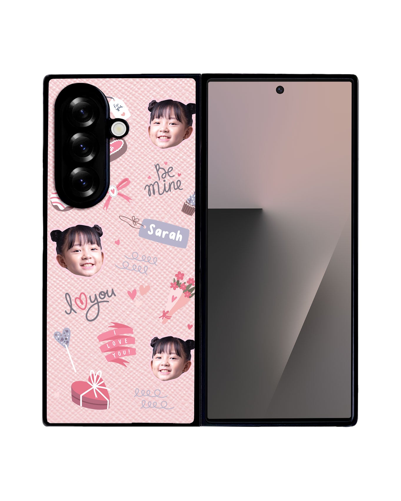 Android Flip / Fold Leather Grip - Face Grid Lovely