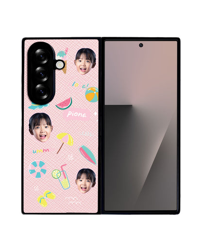 Android Flip / Fold Leather Grip - Face Grid Summer