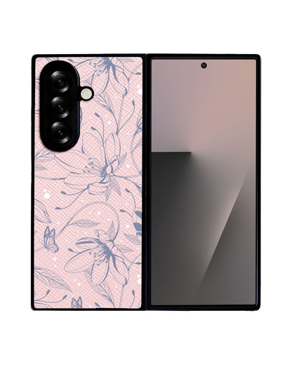 Android Flip / Fold Leather Grip - Sketchy Flower & Butterfly 2.0