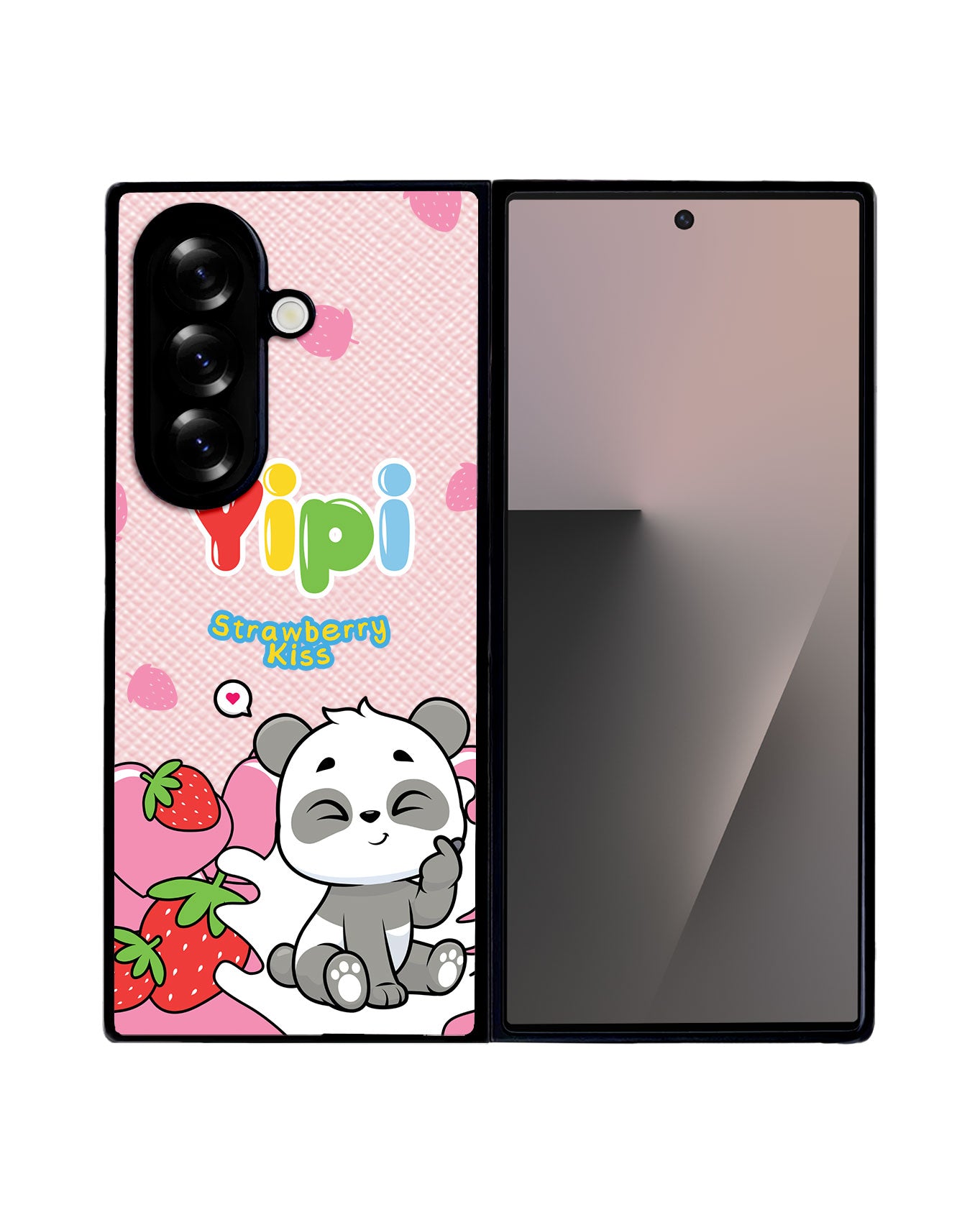 Android Flip / Fold Leather Grip - Yipi Strawberry Kiss
