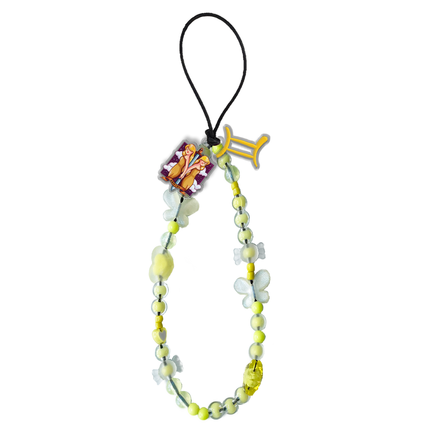 Beaded Strap with Acrylic Charm  - Gemini