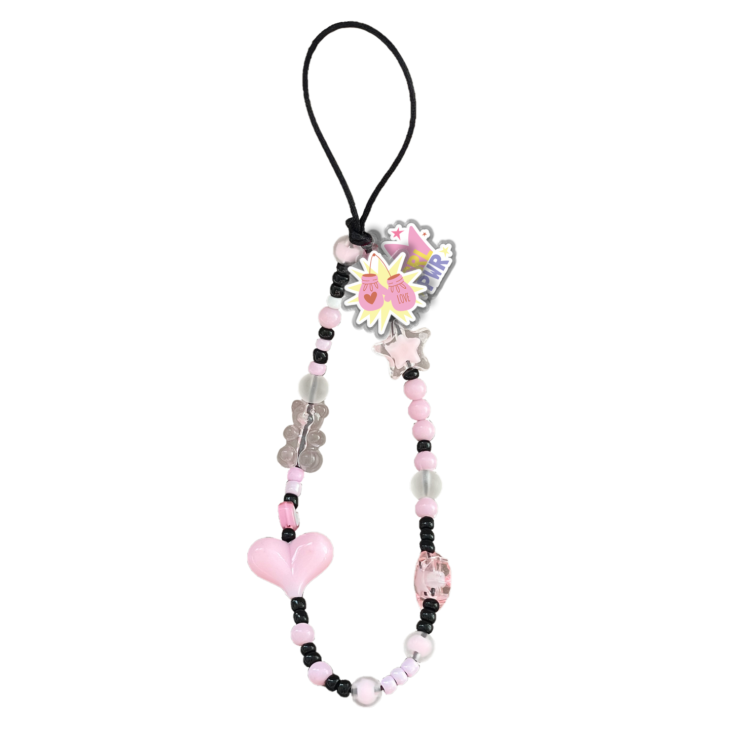 Beaded Strap with Acrylic Charm  - Girl Power Sticker Pack