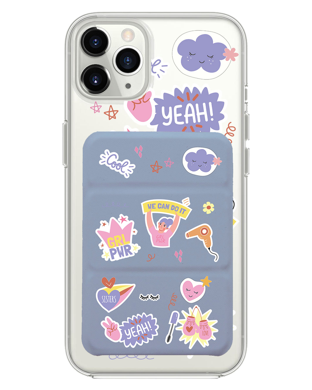 iPhone Magnetic Trifold Wallet Case - Girl Power Sticker Pack