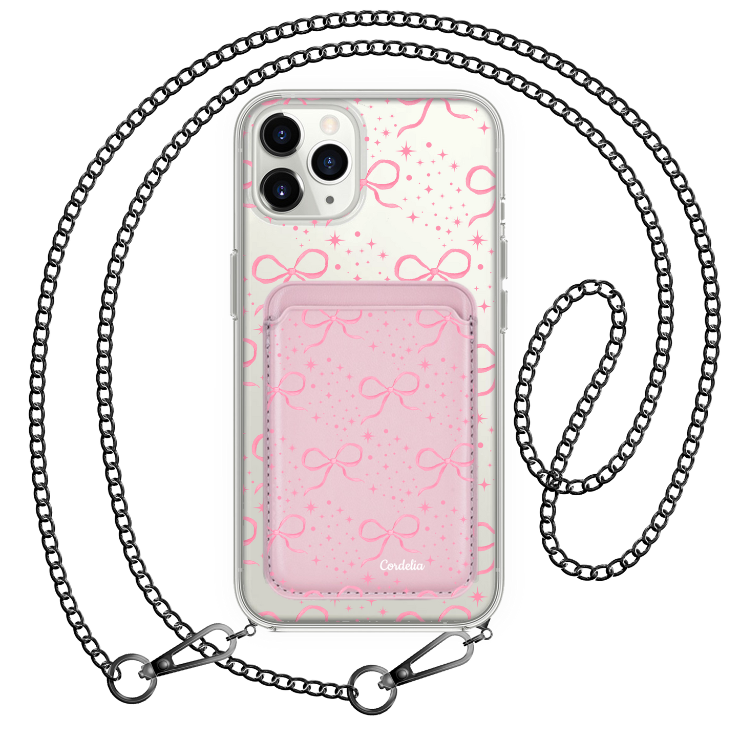iPhone Magnetic Wallet Case - Coquette Glittery Bow