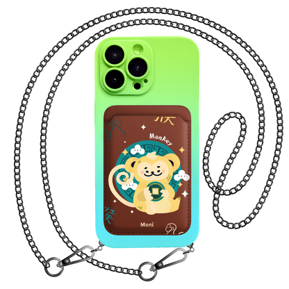 iPhone Magnetic Wallet Silicone Case - Monkey