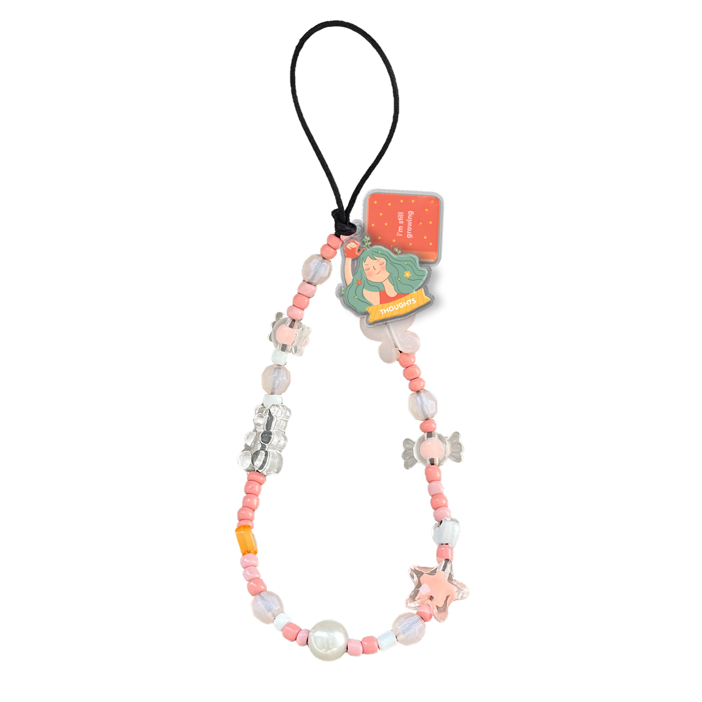 Beaded Strap with Acrylic Charm  - Grow