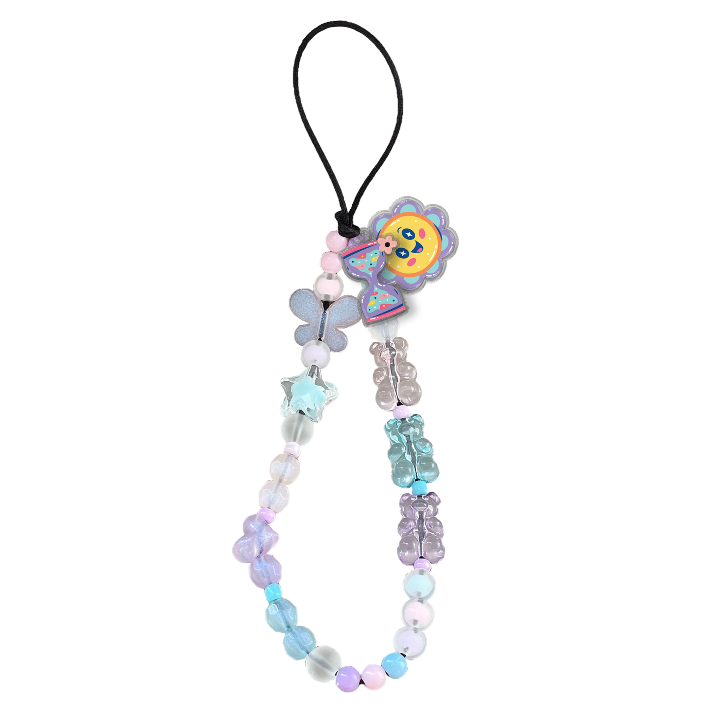 Beaded Strap with Acrylic Charm  - Heather