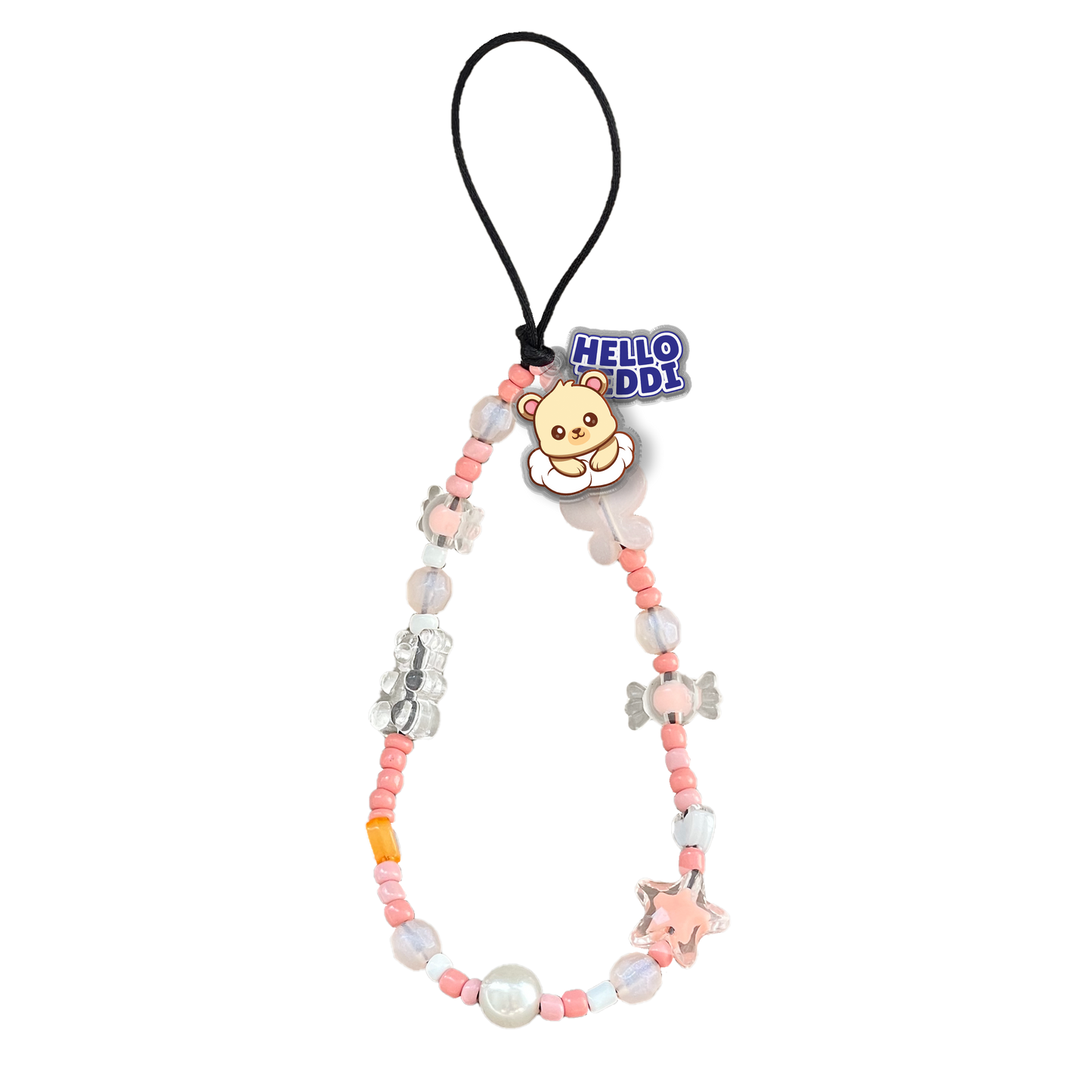 Beaded Strap with Acrylic Charm  - Hello Teddy 1.0