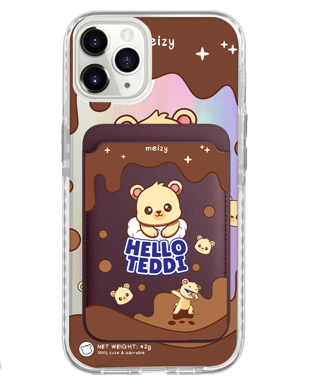 iPhone Magnetic Wallet Holo Case - Hello Teddy 1.0