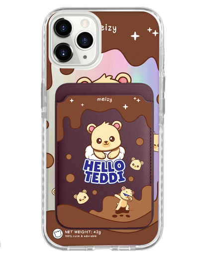 iPhone Magnetic Wallet Holo Case - Hello Teddy 1.0