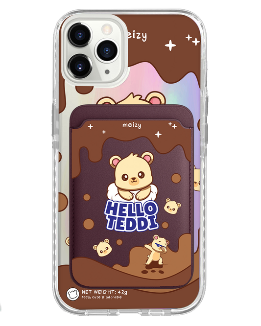 iPhone Magnetic Wallet Holo Case - Hello Teddy 1.0