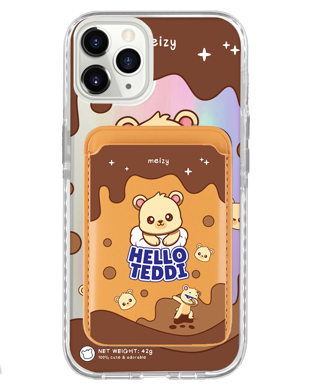 iPhone Magnetic Wallet Holo Case - Hello Teddy 1.0