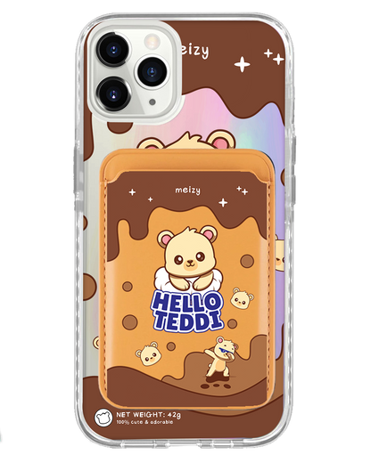 iPhone Magnetic Wallet Holo Case - Hello Teddy 1.0